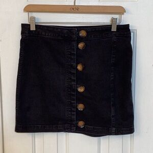 Free People Black Denim Mini w/ Oversized Buttons